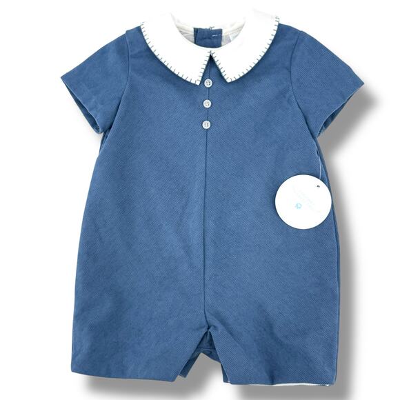 Edgehill Collection Peter Pan Collar Corduroy Jon Jon Romper Baby Boy Size 12 Mo - Picture 1 of 5